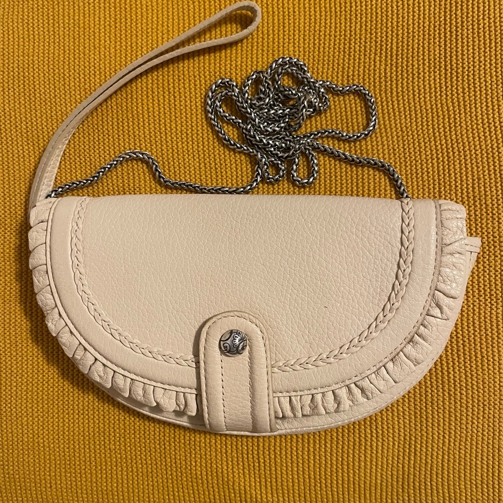 Brighton Vintage Cream Leather Clutch